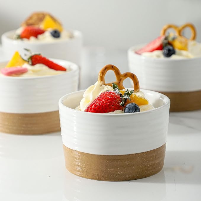 Ramekins 8 OZ for Creme Brulee Oven Safe, Ceramic Souffle Cups Set of 6 - Image 4