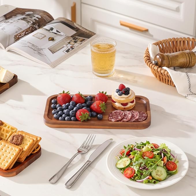 Small Solid Acacia Wood Serving Trays and Platters - Image 6