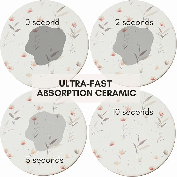 Ceramic Marble Coasters Set of 6, Absorbent Drink Coasters - Image 2