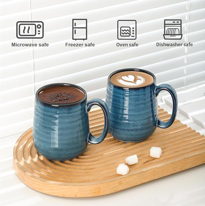 HASENSE Porcelain Coffee Mugs Set of 6, 15 Ounce Large Ceramic Coffee Cups Set - Image 6