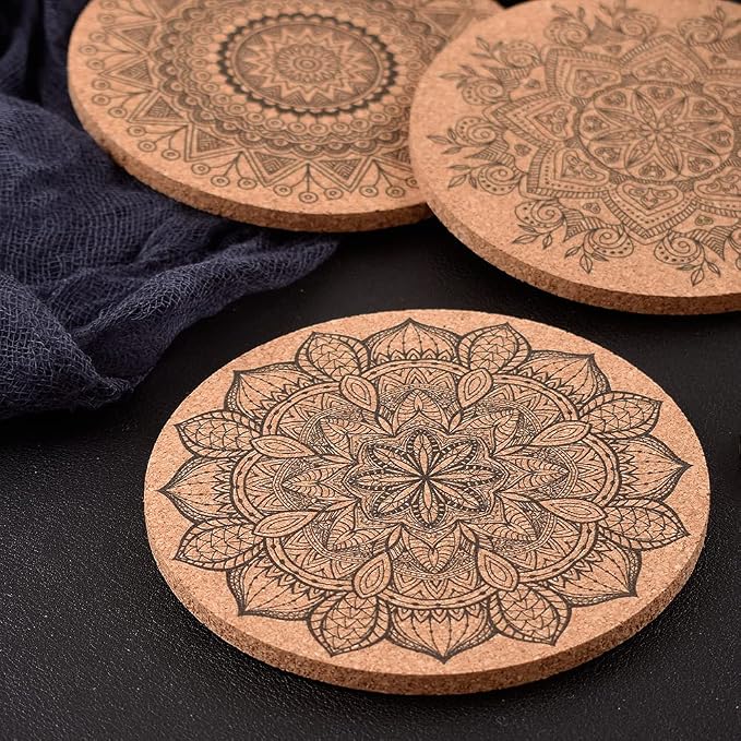 ionEgg Cork Coasters for Drinks Reusable Cup Coaster for Cold or Warm Drinks - Image 5