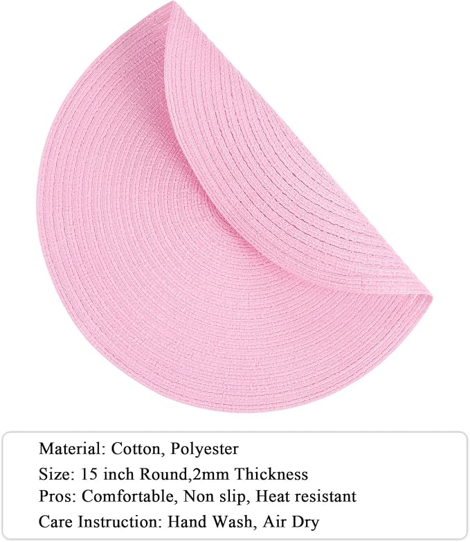 SHACOS Round Braided Placemats Set of 6 Round Table Mats - Image 2