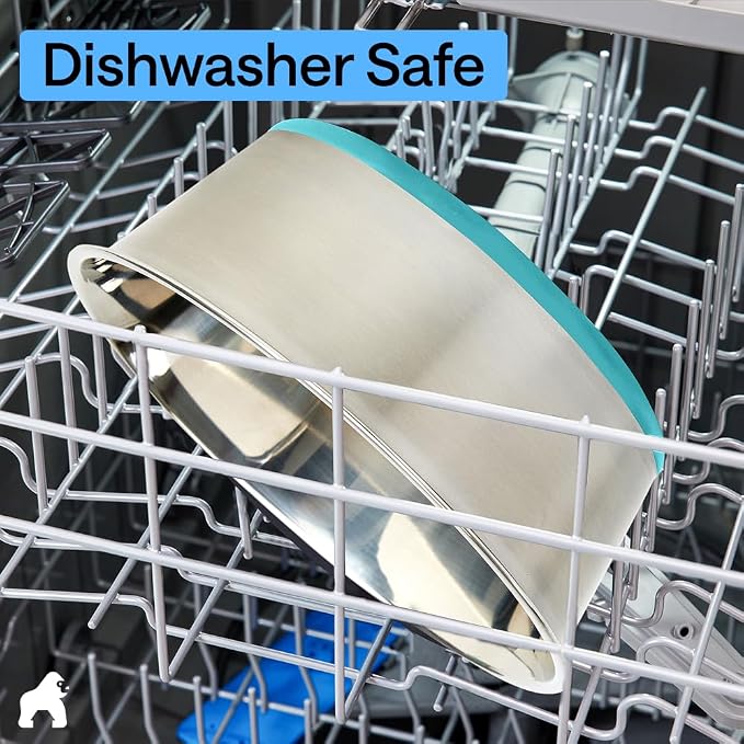 GORILLA GRIP Dog Bowls, Food Grade 304 Stainless Steel Holds 6 Cups Each Food - Image 9