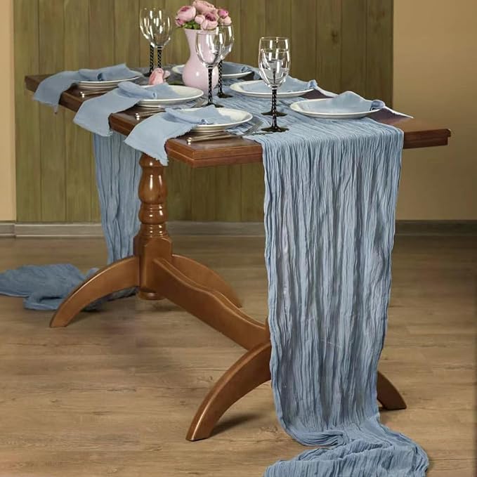 20Pack Dusty Blue Cheesecloth Table Runner 10Ft Gauze Table Runner | Blue - Image 3