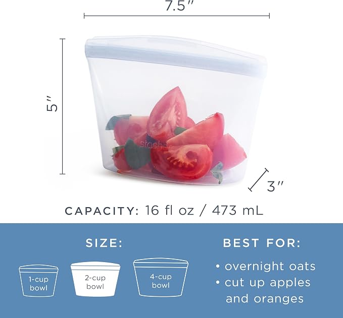 Stasher Premium Reusable Silicone Food Storage Bowl, Deep Ocean, 2-Cup | - Image 5