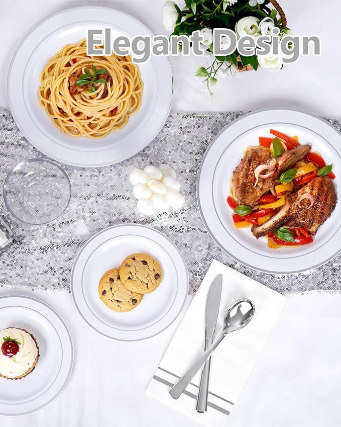 GATHER 700PCS Silver Plastic Plates 100 Guest - Image 4