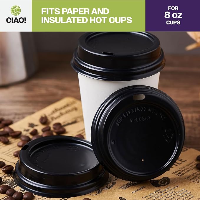 CIAO! Coffee Cup Sipper Black Dome Lid, Designed and Fit - Image 6