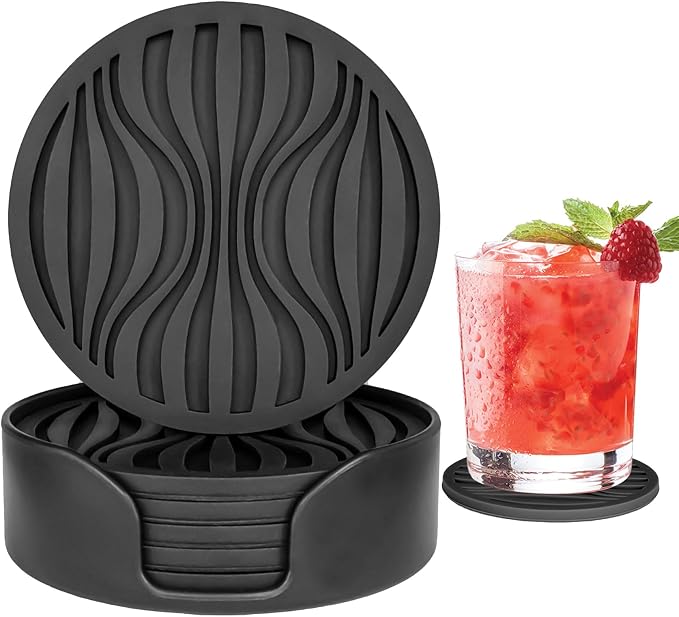 6 Pack Rubber Drink Coasters by KEHOUXRE