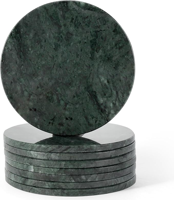 Marble Coasters, Round Modern Coaster Set of 8 by Koville