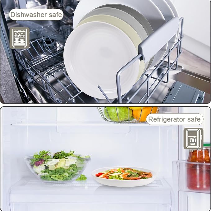 HEYCOME 12 Pcs Unbreakable Deep Dessert Plates Set, 8 inch Reusable Plastic - Image 6