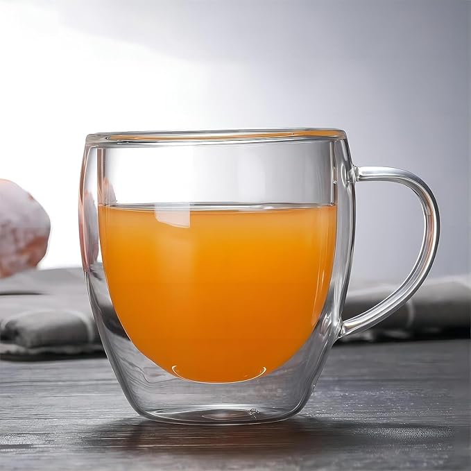 Espresso Cups Set Of 2 8 Oz, Double Walled Glass Coffee Mugs - Image 4