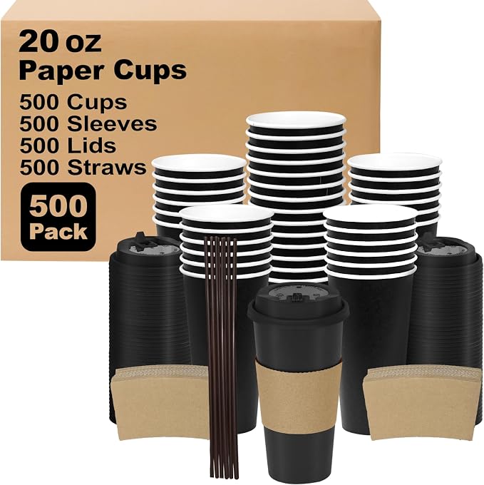 20 oz 500 Pack Coffee Cups by COOLCAP