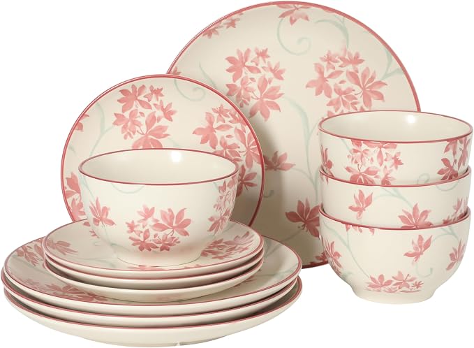 Gibson Home Admiral Hall 12-Piece Matte Stoneware Dinnerware Set – Dinner Plates by GibsonHomewares