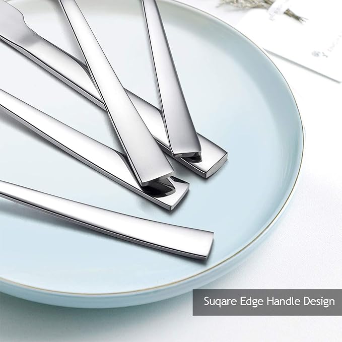 20-Piece Silverware Set, E-far Stainless Steel Flatware Set Service - Image 4