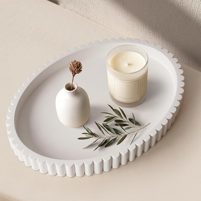 Oval Tray for Coffee Table Decor, Solid Concrete, Aesthetic Home Decor by Cathyeen