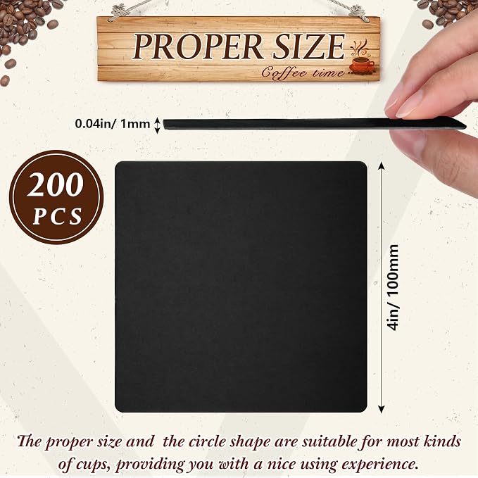 TaoBary 200 Pcs Disposable Paper Bar Coasters Bulk, 4 Inch Cardboard Coasters - Image 3