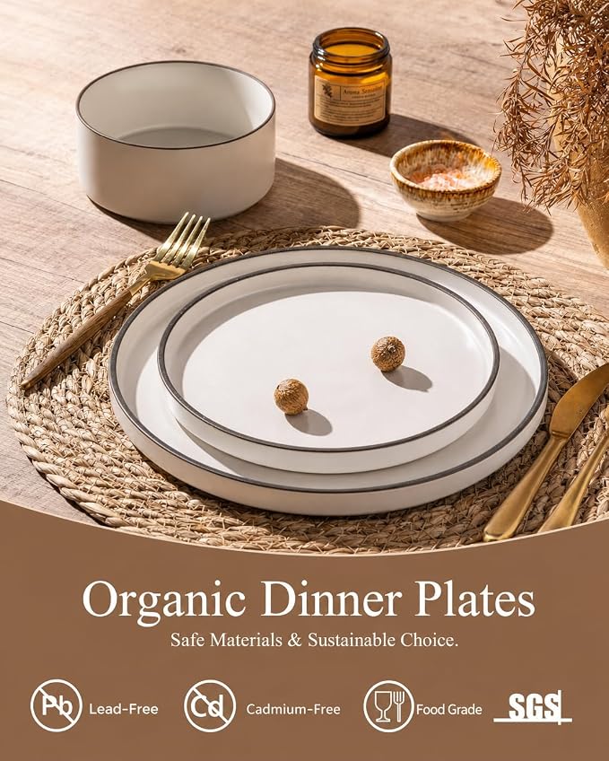LERATIO Ceramic Dinner Plates Set of 6, 10.25 inch Large ceramic plates | - Image 4
