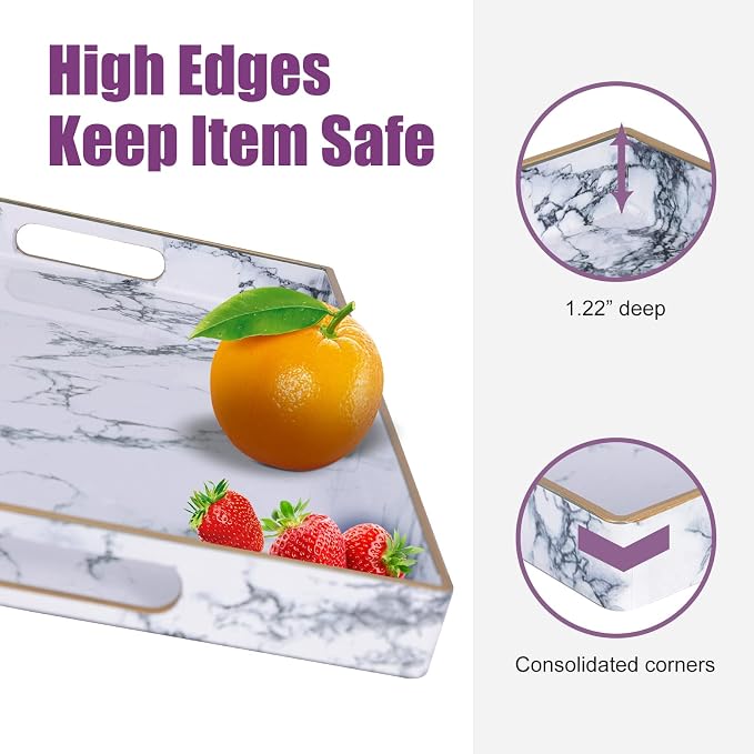 Gifturbo White Serving Tray, Marble Serving Trays - Image 4