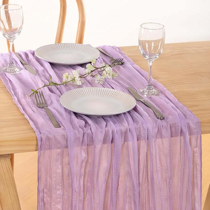 Lilac Gauze Cheesecloth Table Runner 10ft Romantic Summer Centerpiece | - Image 6