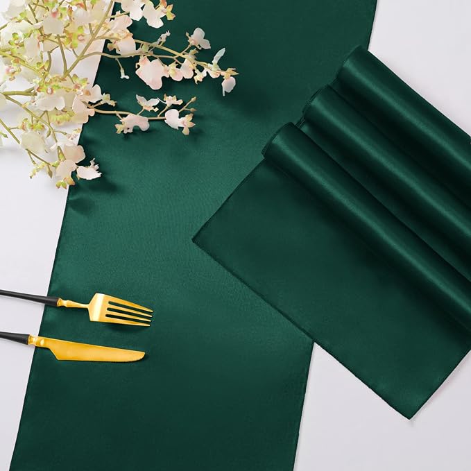 Horbaunal 24 Pack Forest Green Satin Table Runner 12 x 108 Inch | Smooth Table - Image 5