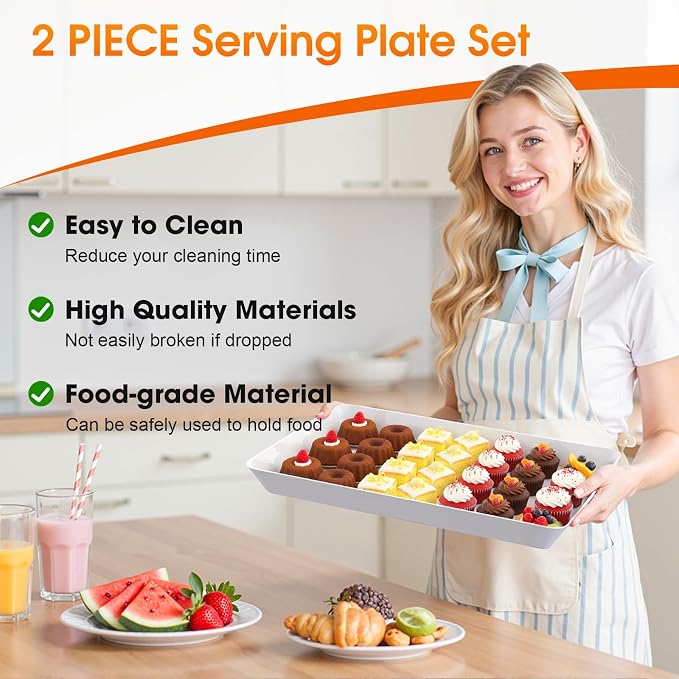 Serving Trays, Serving Platter, Plastic Trays, Rectangular, - Image 4