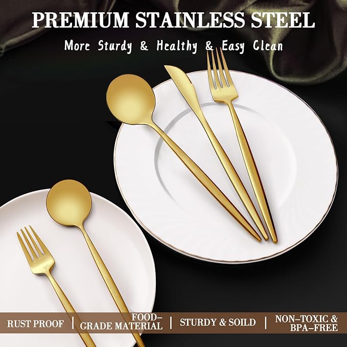 CEKEE 40-Piece Gold Silverware Set - Image 6