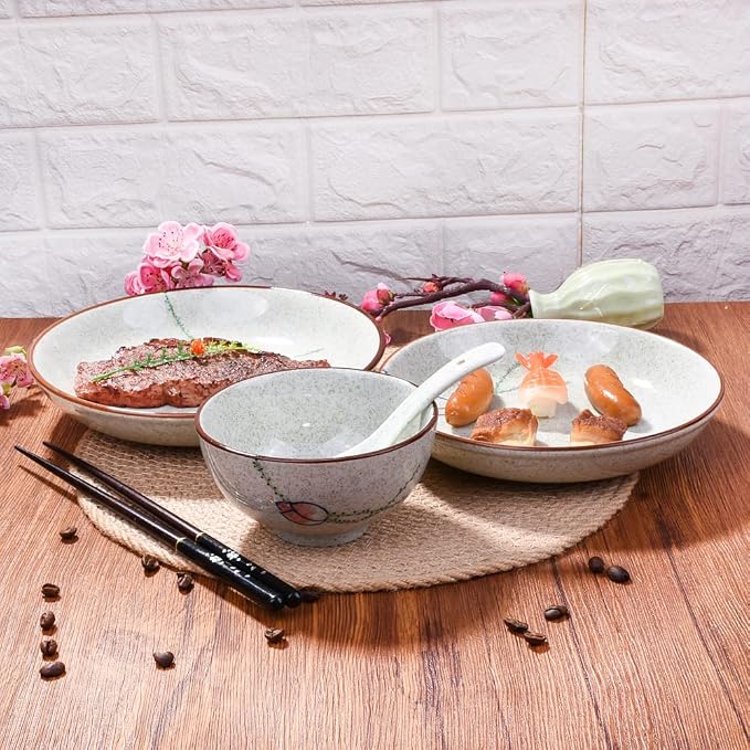 4-Piece Ceramic Dinnerware Set, Japanese Hand-painted Tableware set, A Good - Image 3