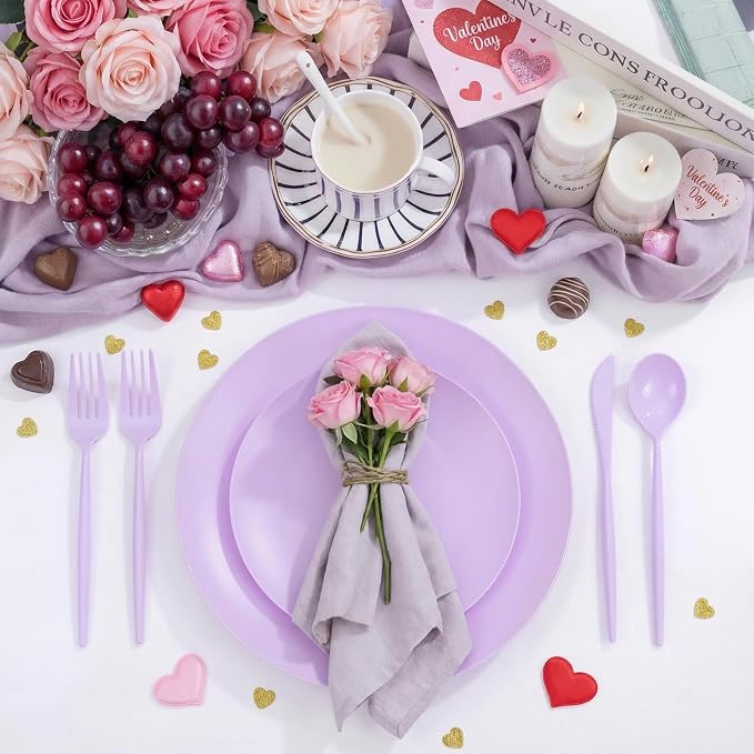 EI 150pcs Purple Plastic Plates - Image 2