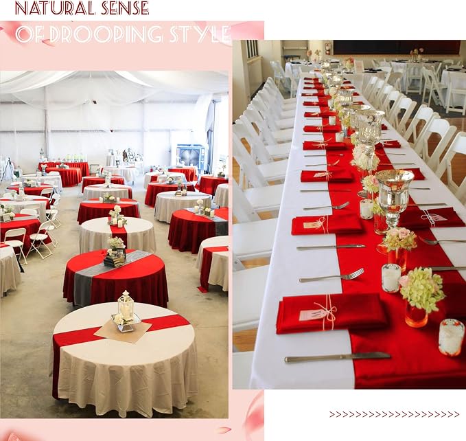 20-Pack Red 12 x 108 inches Long Premium Satin Table Runner | Wedding, - Image 6