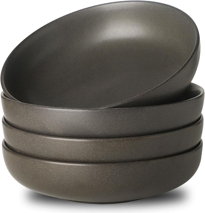 Stoneware Pasta Bowls, 34 oz Large Salad Bowl Set of 4, Ceramic Serving Bowls by Tikooere