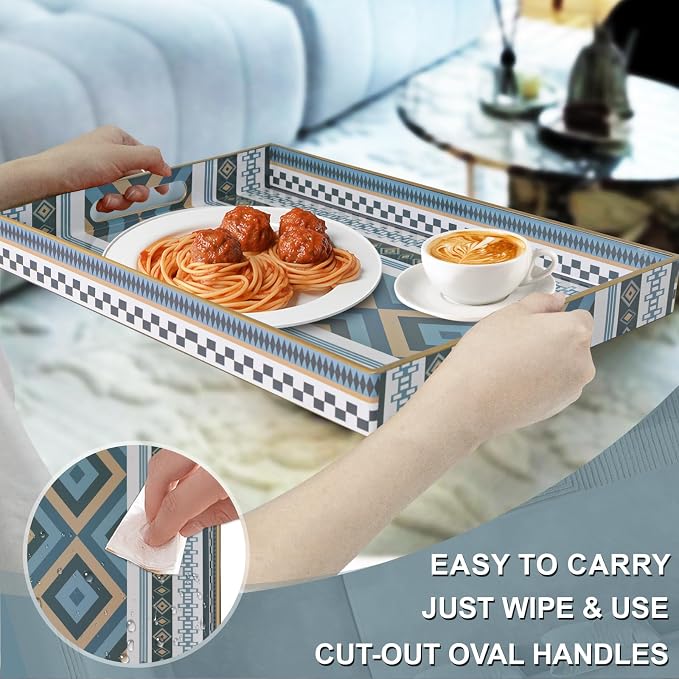 Bohemian Blue Serving Trays, Rectangular Serving Tray - Image 2