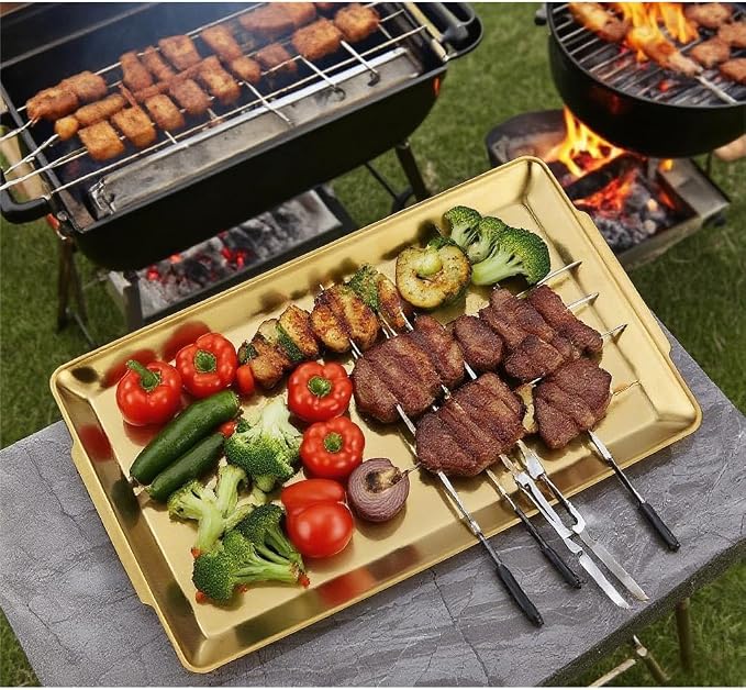 15.8" x 9.5" Large Serving Platters Set of 2, Stainless Steel Heavy-Duty Large - Image 4