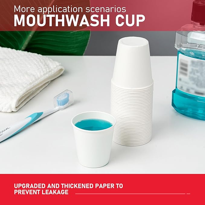 200 Pack 3 oz Bathroom Paper Cups, Small Bathroom Cups, Food-Safe Mouthwash - Image 3