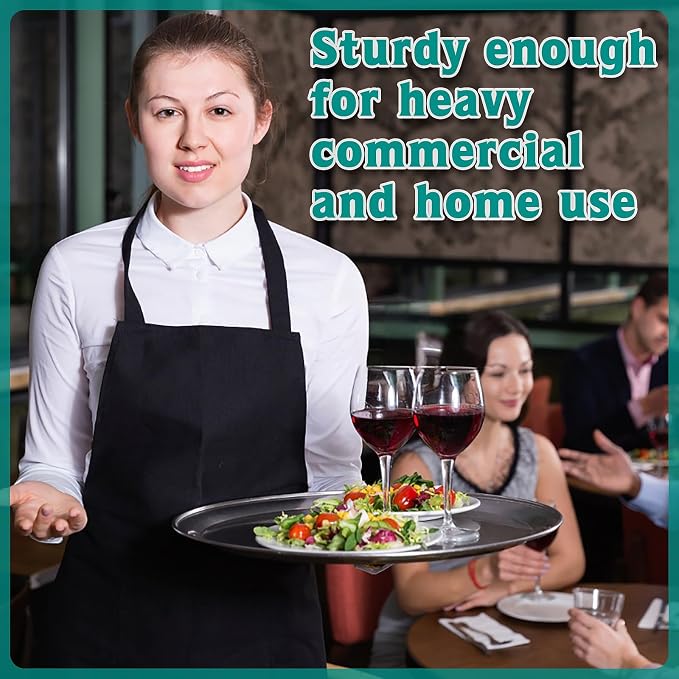 8 Pcs 16 Inch Round Serving Trays Restaurant Serving Trays Plastic Food Drink - Image 5