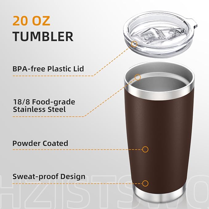 20oz Tumbler Bulk with Lid Stainless Steel Tumblers, 12 Pack | Leak Proof Lid - Image 3