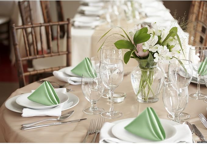 P Pothuiny 12 Pcs Sage Green Satin Napkins 17 x 17 in, Satin Cloth Napkins | - Image 7