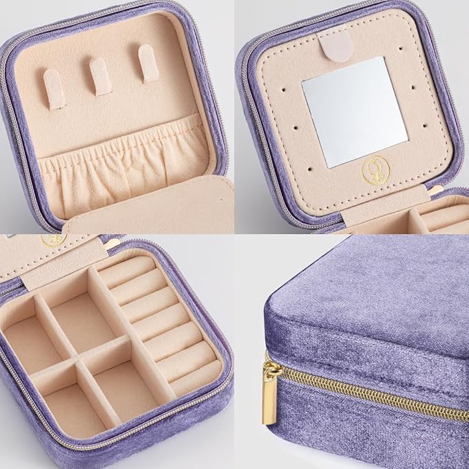 ZPROW Plush Velvet Travel Jewelry Case, Travel Jewelry Organizer, Jewelry - Image 2