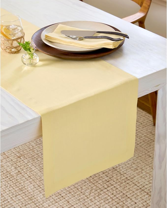 Solino Home 100% Linen Dining Table Runner Golden Straw, Fete 14 x 60 in | - Image 2