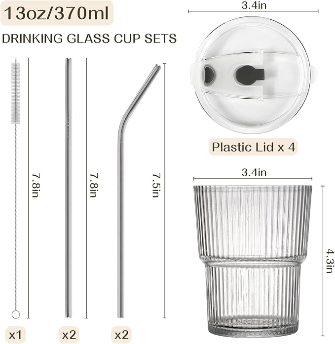 13oz Iced Coffee Cups, Reusable Tumbler Glass to Go Cup - Image 2