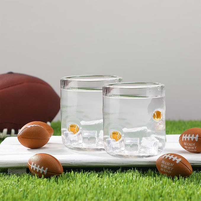 SiliFine 2 PCS Football Icon Juice Glasses, 14 oz Sport Ball Stemless Wine - Image 4