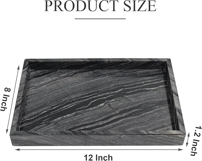 Natural Marble Tray for Bathroom, Genuine Ancient Wood Grain Marble Vanity Tray - Image 2