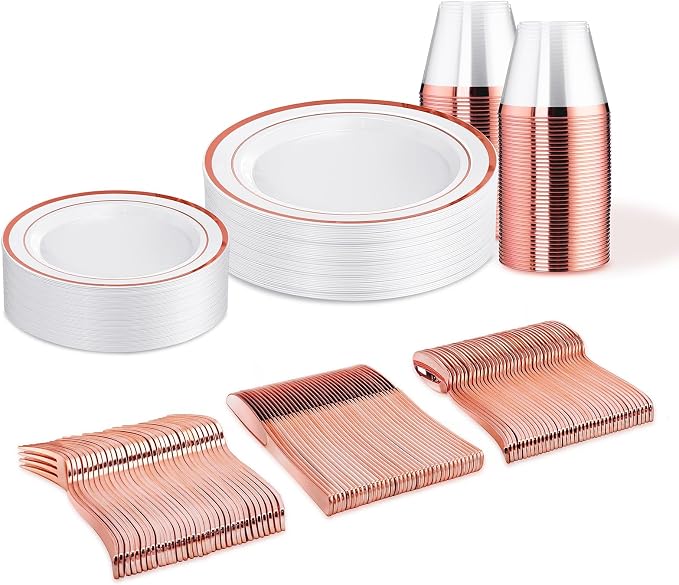 WELLIFE Rose Gold Plates, cups and cutlery by WELLIFE