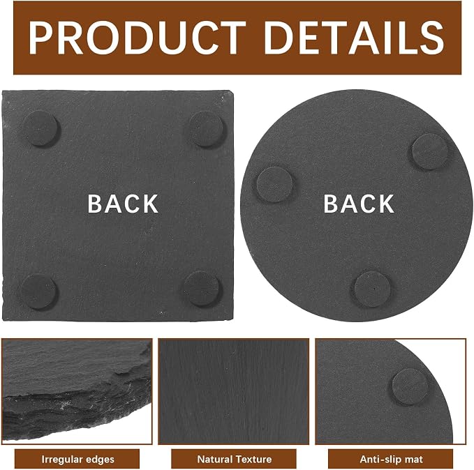 48pcs Slate Coasters, Hand Painted DIY, Scratch Resistant Bottom - Image 3