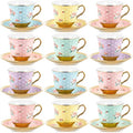 Teenyyou Set of 12 Tea Cups and Saucers Tea Party Decorations Floral Porcelain by Teenyyou