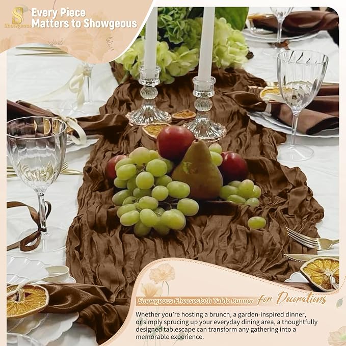 Showgeous 18 Pack Brown Cheesecloth Table Runner, 17 x 108 Inches | Boho - Image 8