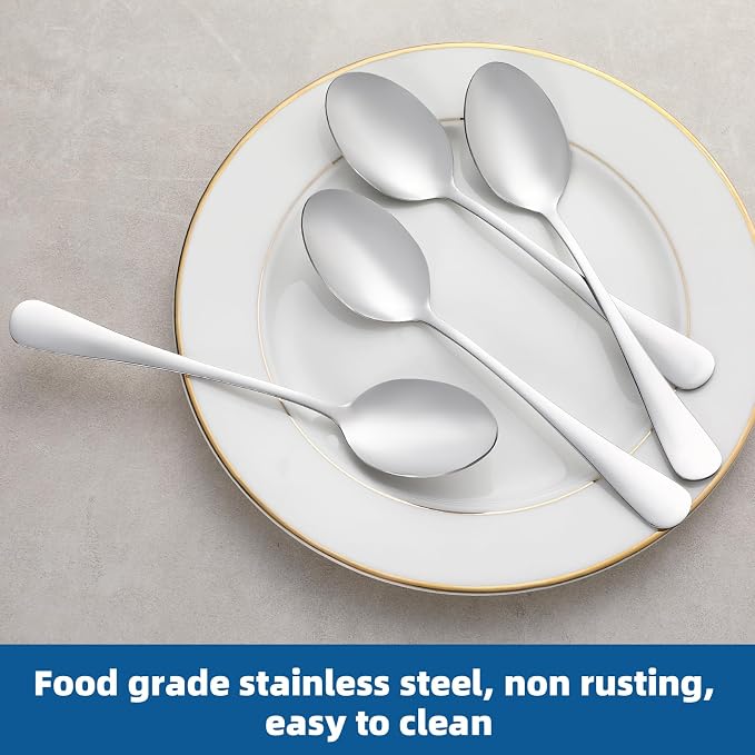 8 Pcs Teaspoons Set, Food-Grade Stainless Steel Spoons Silverware, Cutlery Tea - Image 3