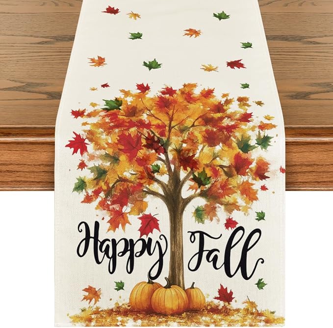 Artoid Mode 210 GSM Fall Table Runner 13x72 Inch Home Party Decor | Maple Tree by ArtoidMode