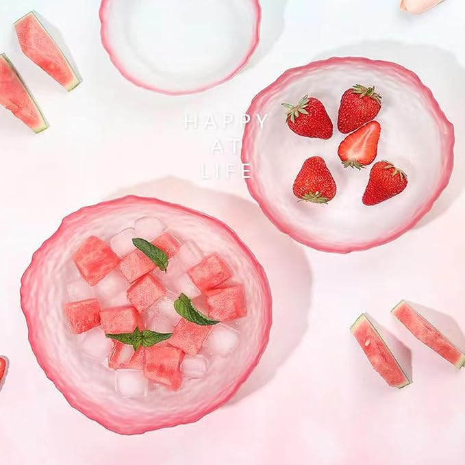 Glass Bowl for Salad Candy Fruit Serving, Decorative Bowl, Dish-Pink 4.9" | - Image 3