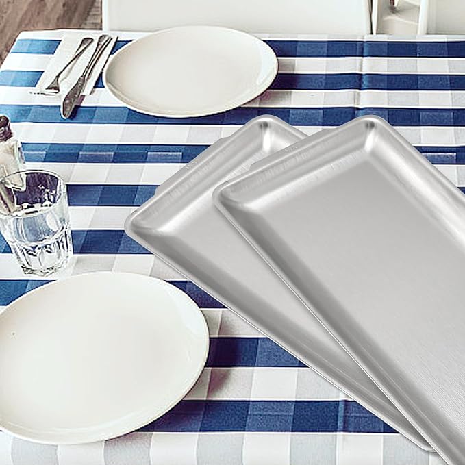 3Pcs 304 Stainless Steel Food Serving Tray, 12.6" Rectangular Serving Platters - Image 6