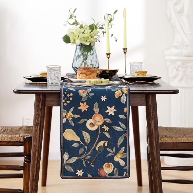 bilin gaier Designer Vintage Linen Small Table Runner, Floral Pattern, Dining - Image 2